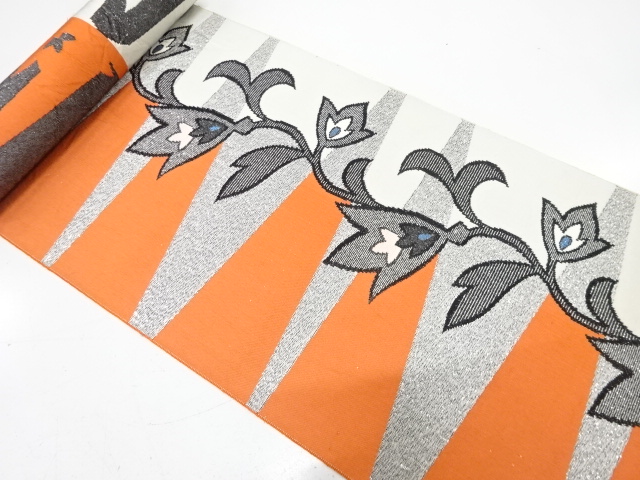 JAPANESE KIMONO / ANTIQUE BOLT FOR HASSUN OBI / WOVEN FLORAL SARASA